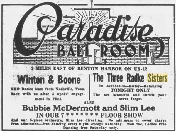 Paradise Ballroom - 14 JUL 1934 AD